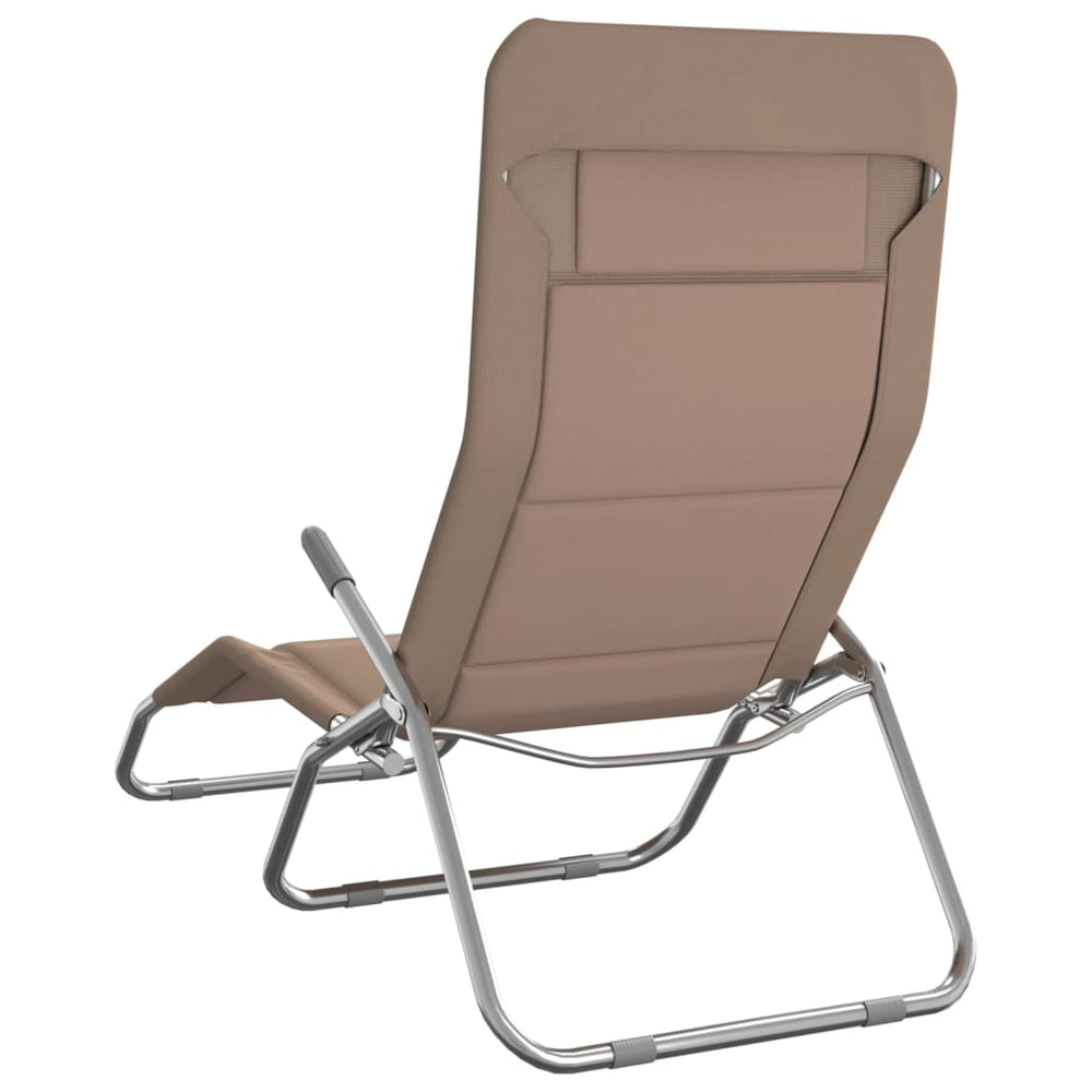 Ligbedden 2 st inklapbaar textileen en gepoedercoat staal taupe MeubelReus