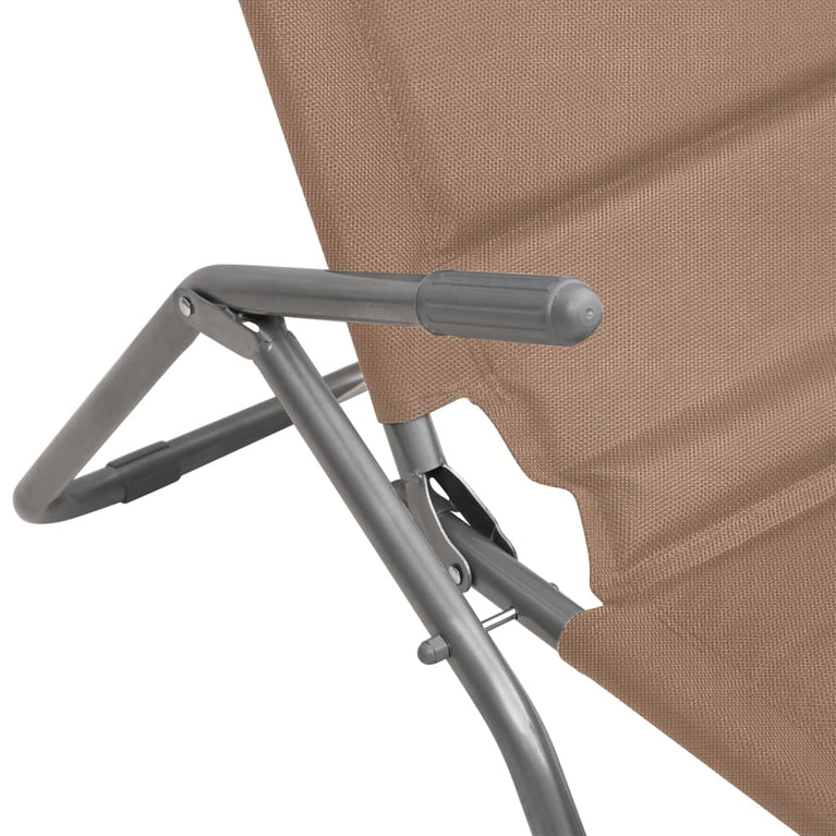 Ligbedden 2 st inklapbaar textileen en gepoedercoat staal taupe MeubelReus