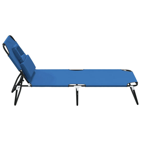 Ligbed inklapbaar oxford stof en gepoedercoat staal blauw MeubelReus