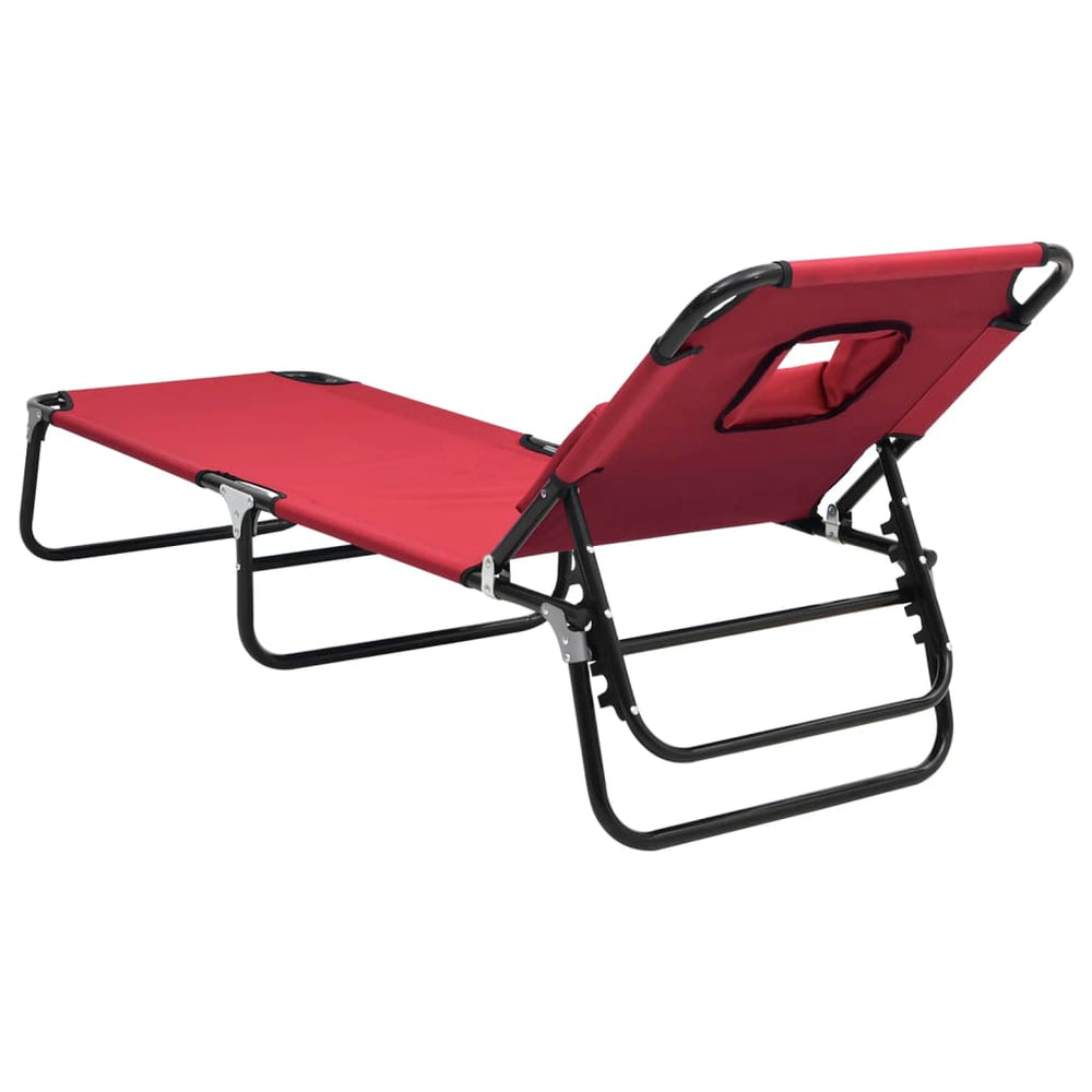 Ligbed inklapbaar oxford stof en gepoedercoat staal rood MeubelReus