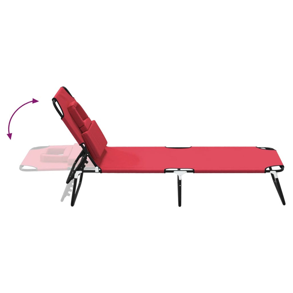 Ligbed inklapbaar oxford stof en gepoedercoat staal rood MeubelReus