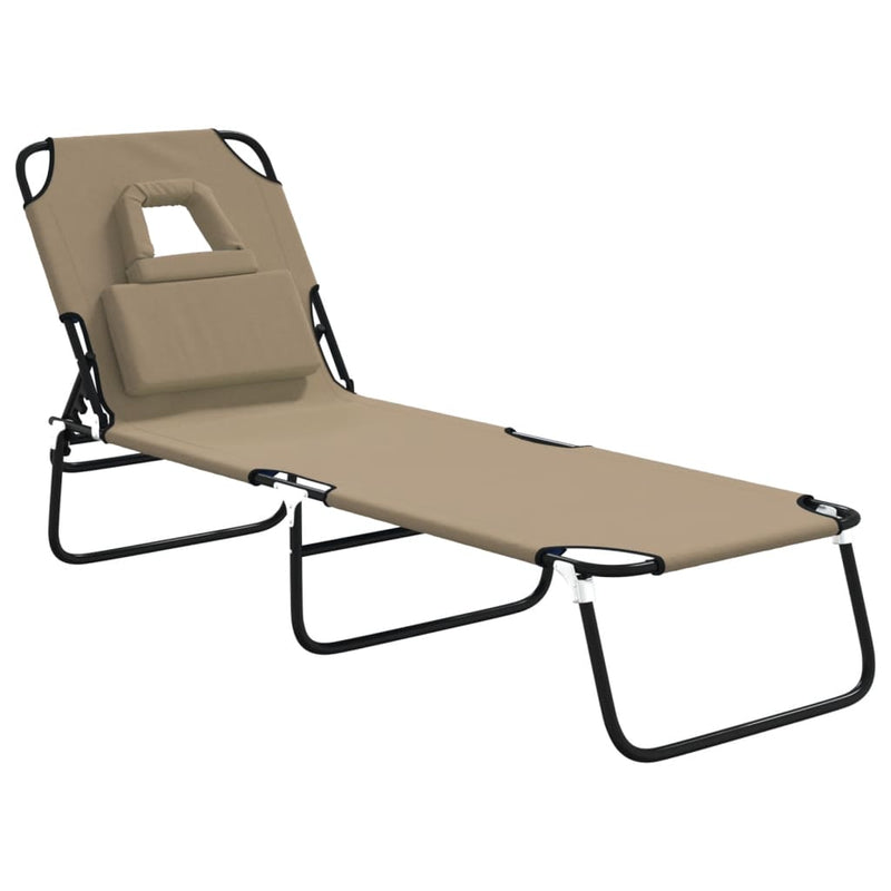 Ligbed inklapbaar oxford stof en gepoedercoat staal taupe MeubelReus