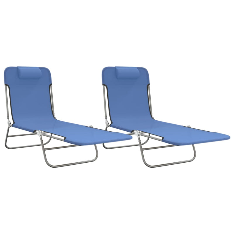 Ligbedden 2 st inklapbaar textileen en staal blauw MeubelReus