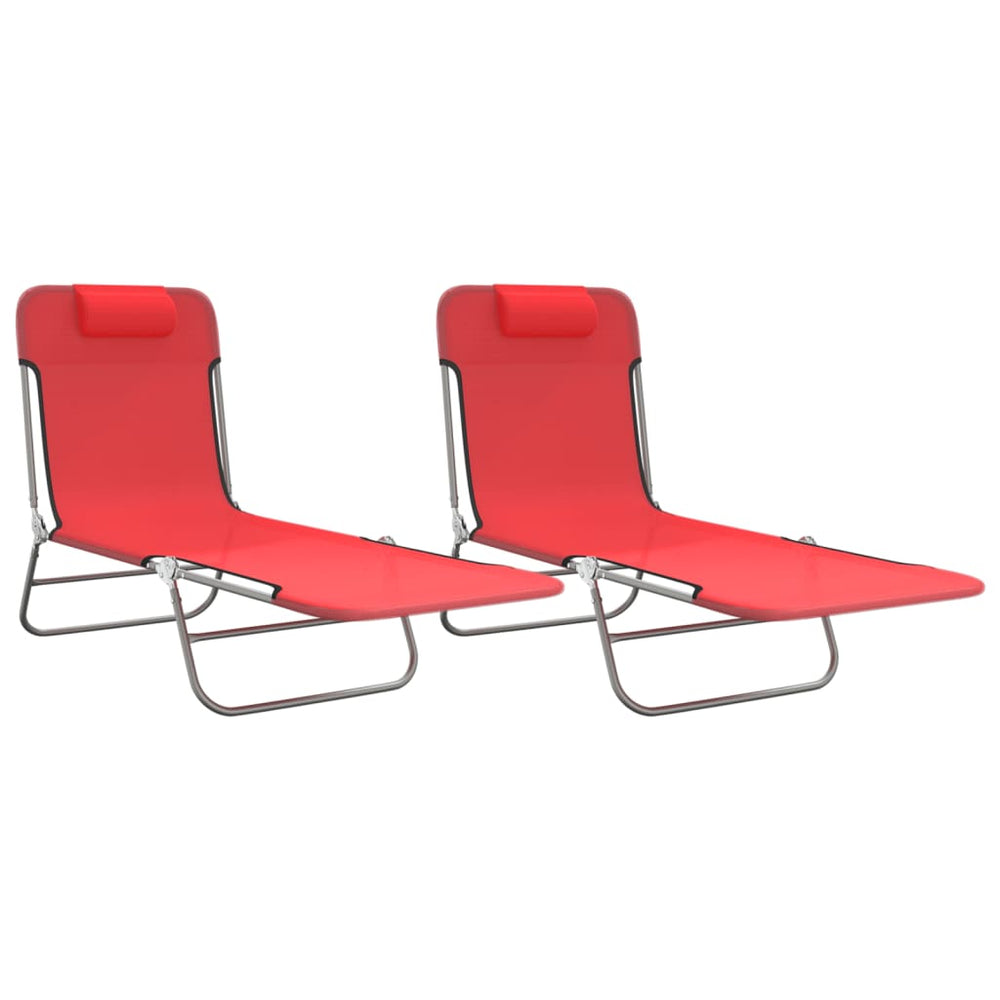 Ligbedden 2 st inklapbaar textileen en staal rood MeubelReus