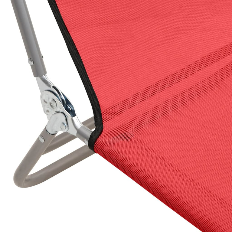 Ligbedden 2 st inklapbaar textileen en staal rood MeubelReus