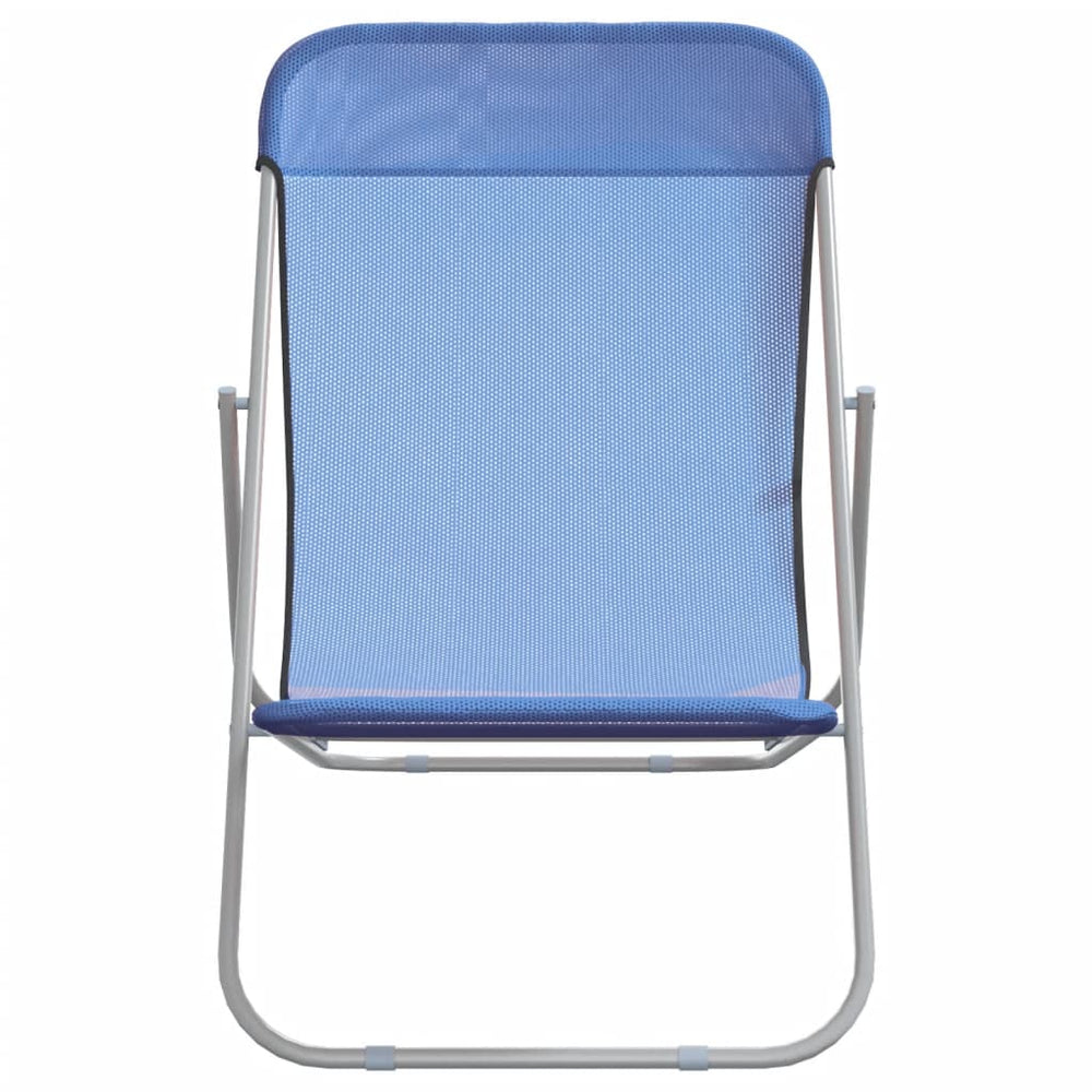Strandstoelen 2 st textileen en gepoedercoat staal blauw MeubelReus