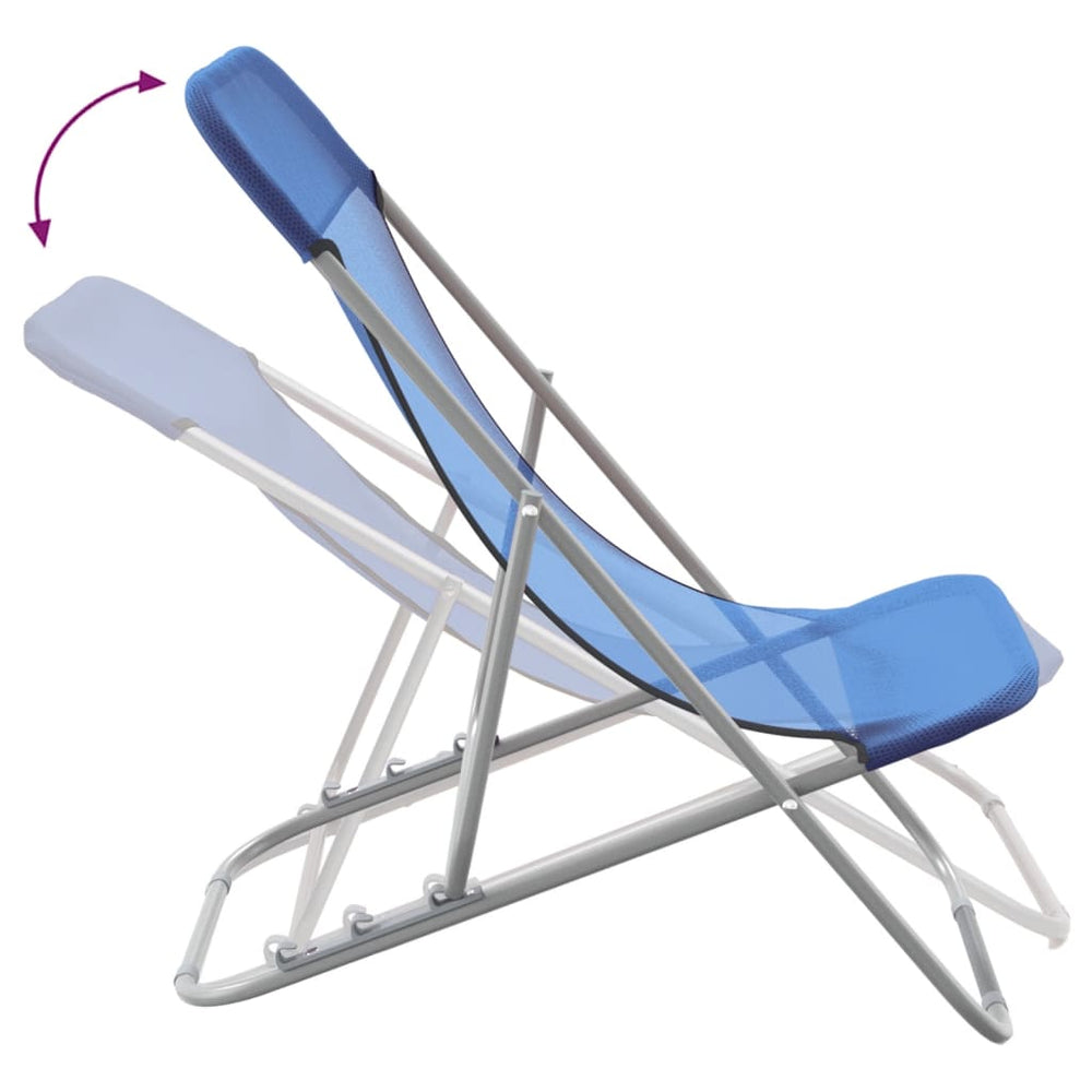 Strandstoelen 2 st textileen en gepoedercoat staal blauw MeubelReus