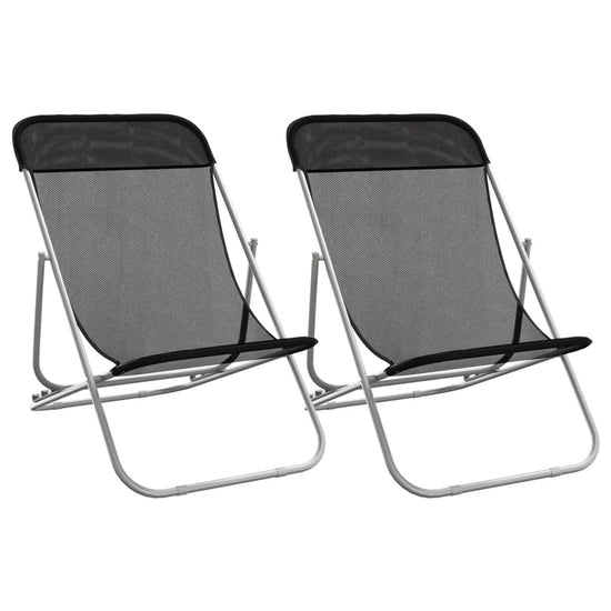 Strandstoelen 2 st textileen en gepoedercoat staal zwart MeubelReus