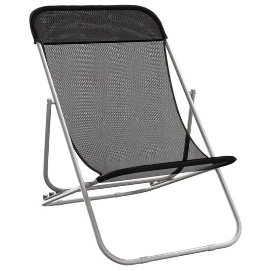 Strandstoelen 2 st textileen en gepoedercoat staal zwart MeubelReus