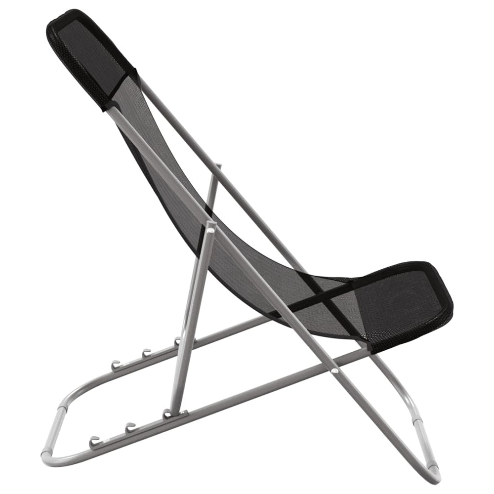 Strandstoelen 2 st textileen en gepoedercoat staal zwart MeubelReus