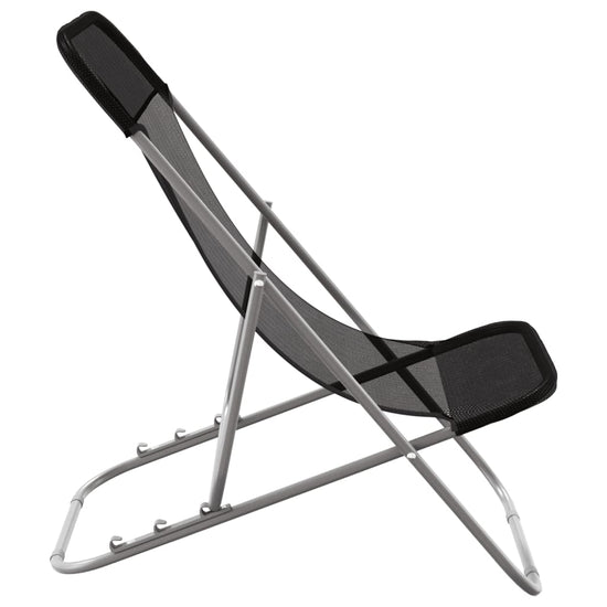Strandstoelen 2 st textileen en gepoedercoat staal zwart MeubelReus