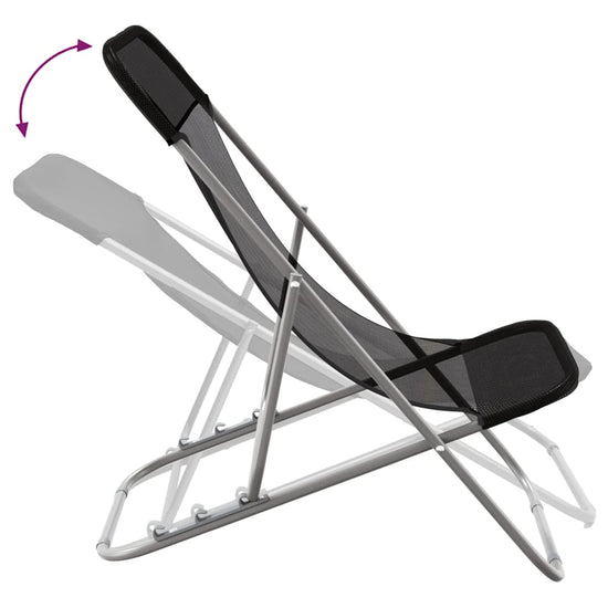 Strandstoelen 2 st textileen en gepoedercoat staal zwart MeubelReus
