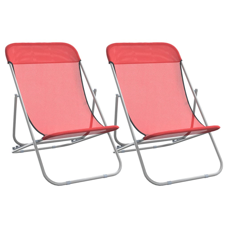 Strandstoelen 2 st textileen en gepoedercoat staal rood MeubelReus