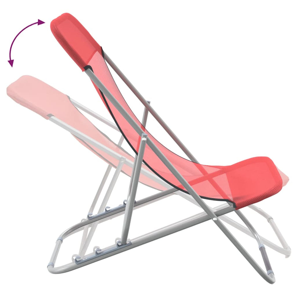 Strandstoelen 2 st textileen en gepoedercoat staal rood MeubelReus