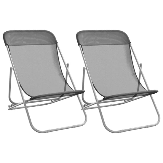 Strandstoelen 2 st textileen en gepoedercoat staal grijs MeubelReus