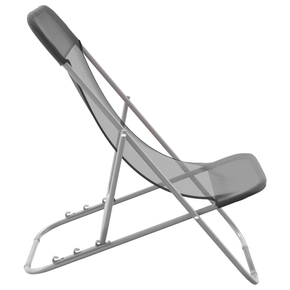 Strandstoelen 2 st textileen en gepoedercoat staal grijs MeubelReus