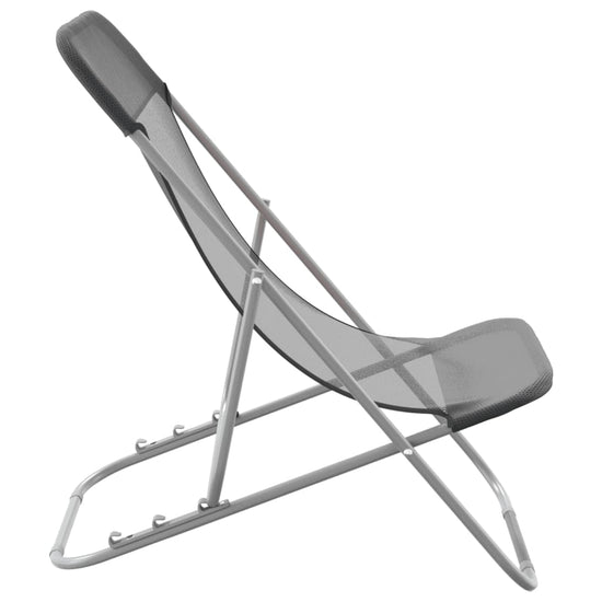 Strandstoelen 2 st textileen en gepoedercoat staal grijs MeubelReus