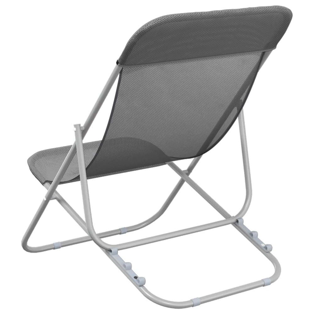 Strandstoelen 2 st textileen en gepoedercoat staal grijs MeubelReus