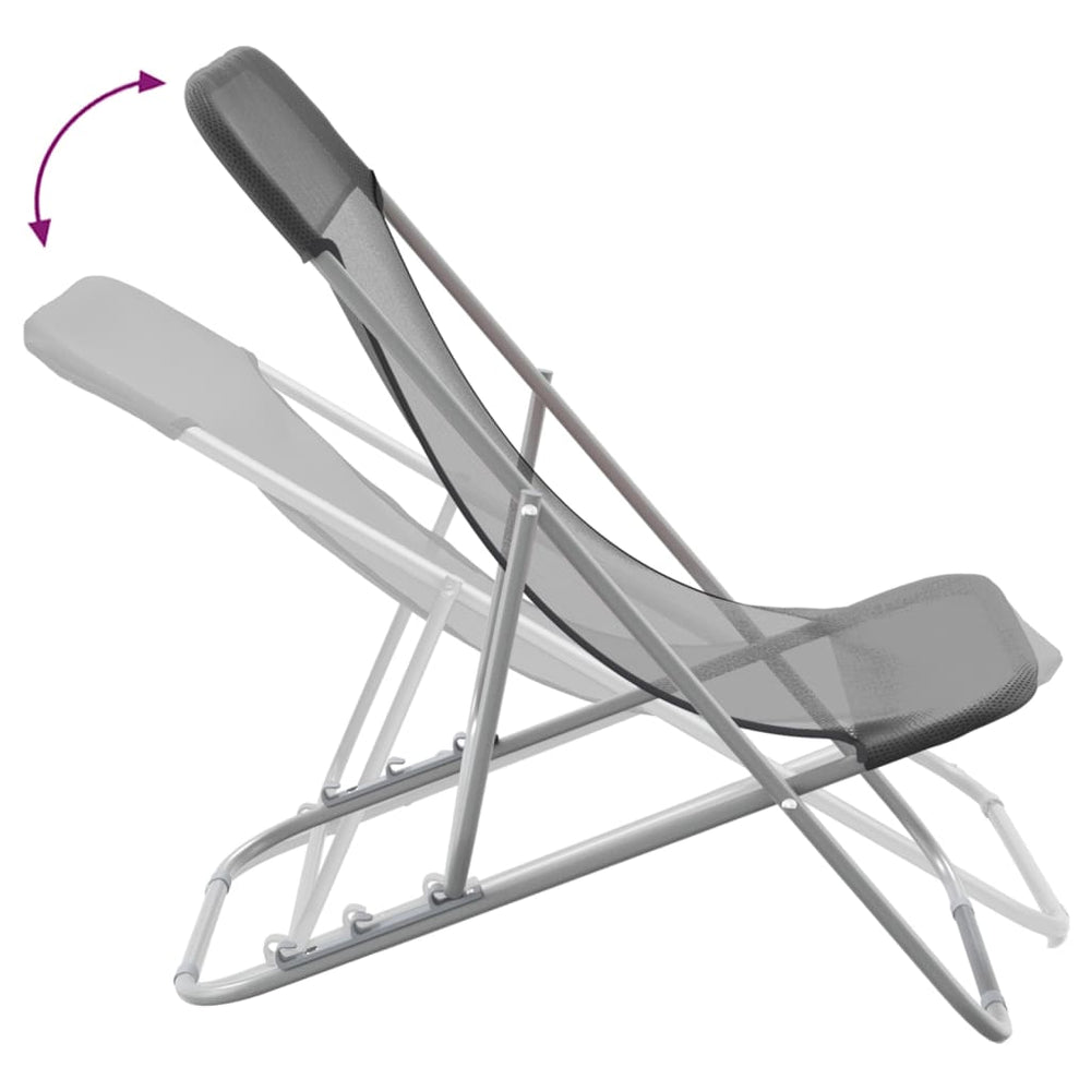 Strandstoelen 2 st textileen en gepoedercoat staal grijs MeubelReus