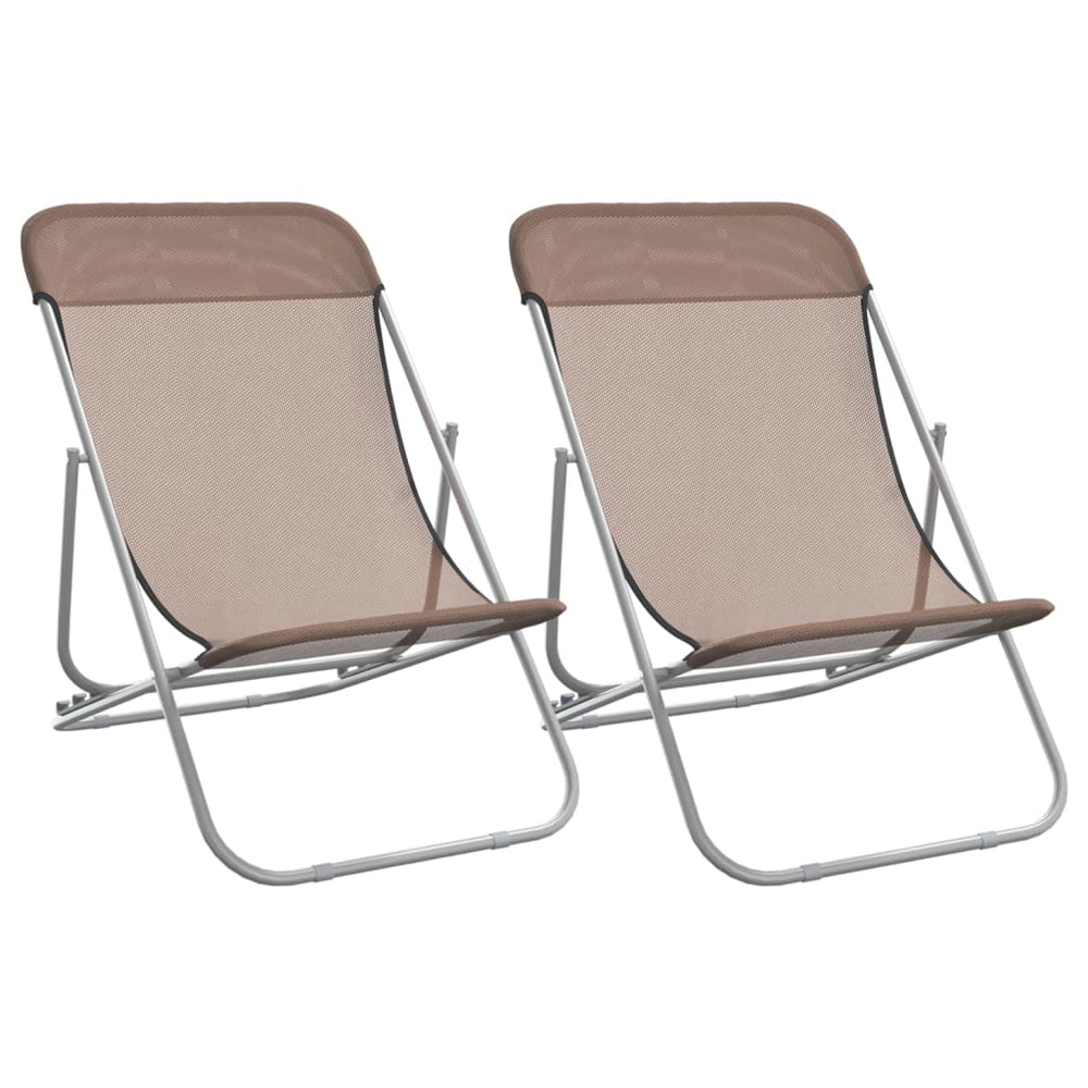 Strandstoelen 2 st textileen en gepoedercoat staal bruin MeubelReus