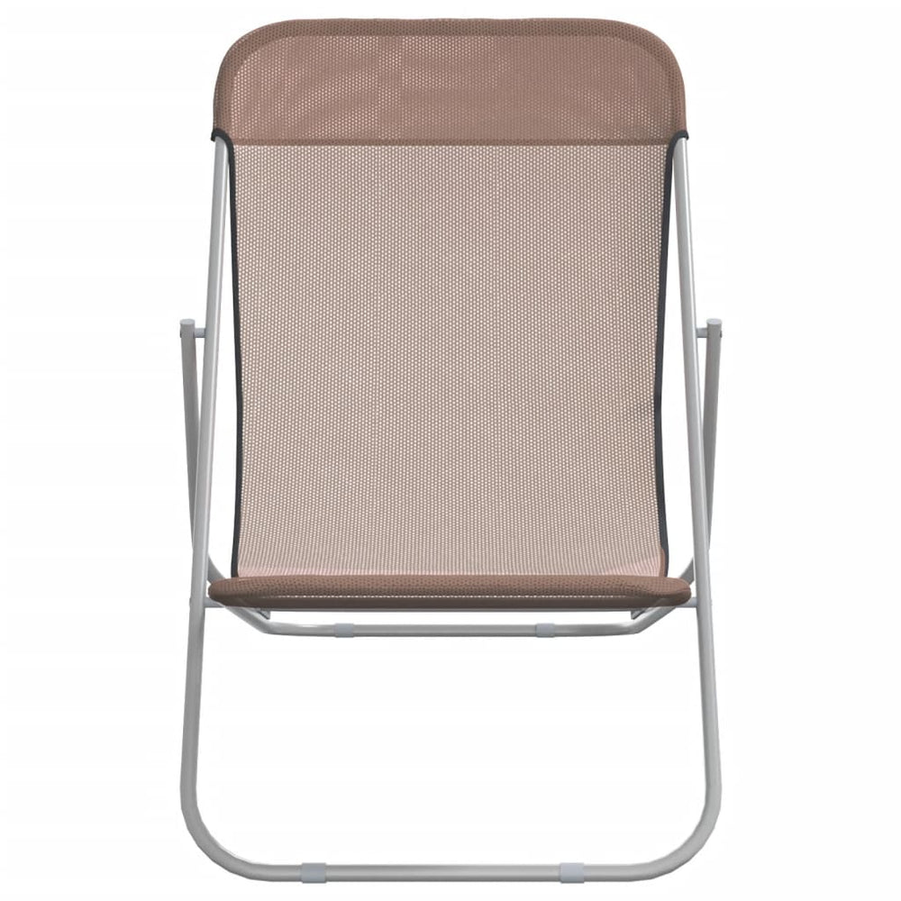 Strandstoelen 2 st textileen en gepoedercoat staal bruin MeubelReus