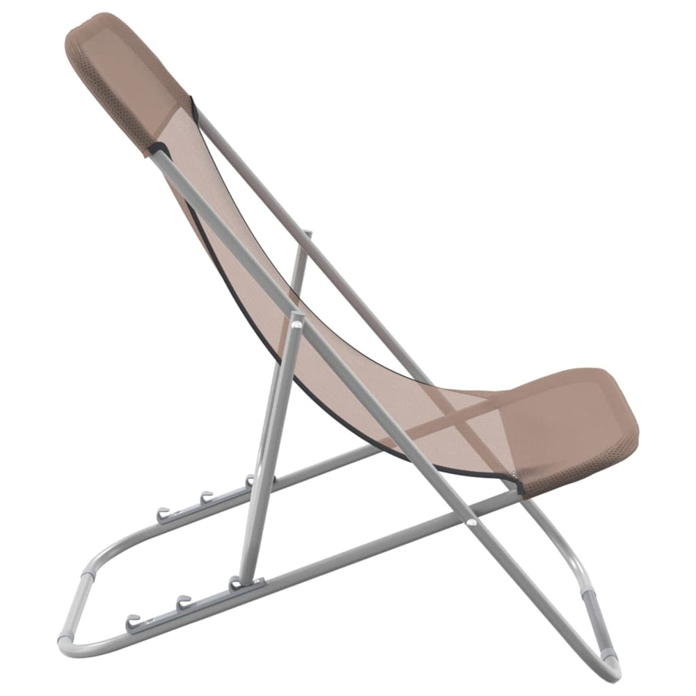 Strandstoelen 2 st textileen en gepoedercoat staal bruin MeubelReus