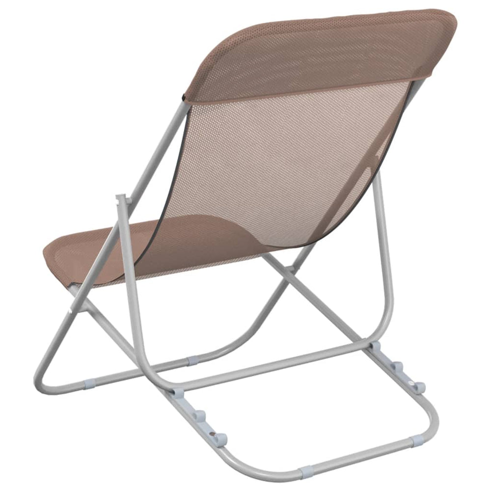 Strandstoelen 2 st textileen en gepoedercoat staal bruin MeubelReus