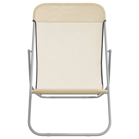 Strandstoelen 2 st textileen en gepoedercoat staal crèmekleurig MeubelReus