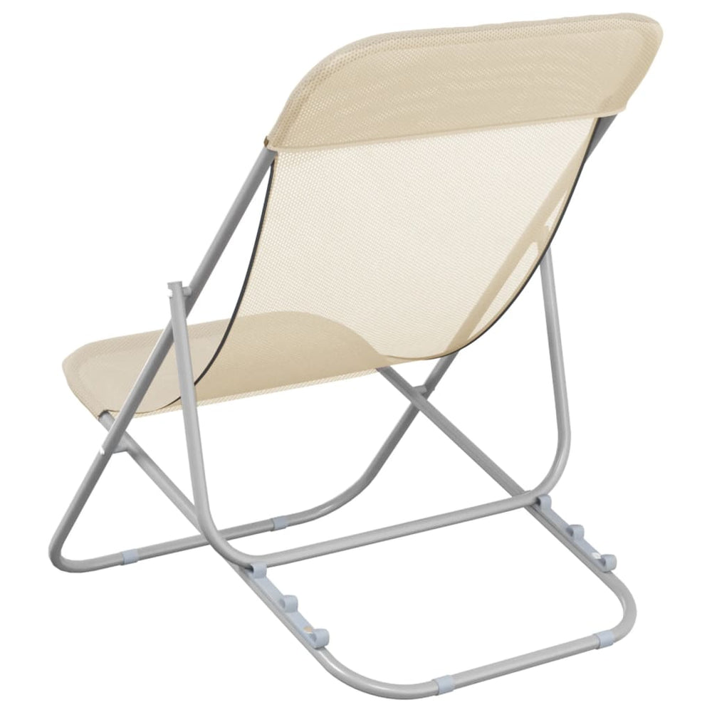 Strandstoelen 2 st textileen en gepoedercoat staal crèmekleurig MeubelReus