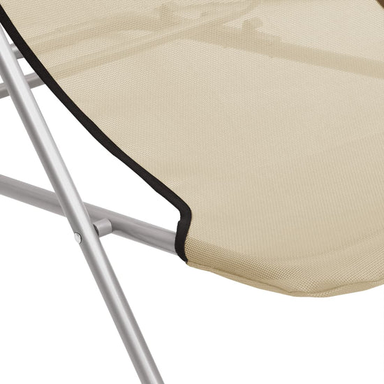 Strandstoelen 2 st textileen en gepoedercoat staal crèmekleurig MeubelReus