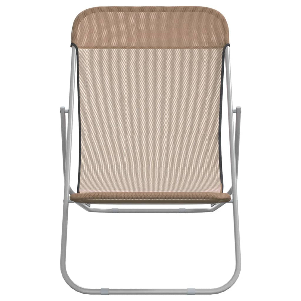 Strandstoelen 2 st textileen en gepoedercoat staal taupe MeubelReus