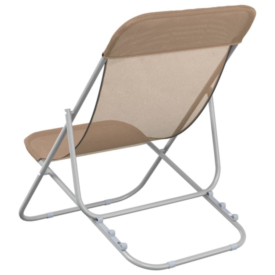 Strandstoelen 2 st textileen en gepoedercoat staal taupe MeubelReus