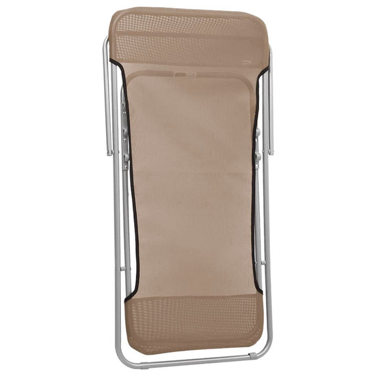 Strandstoelen 2 st textileen en gepoedercoat staal taupe MeubelReus