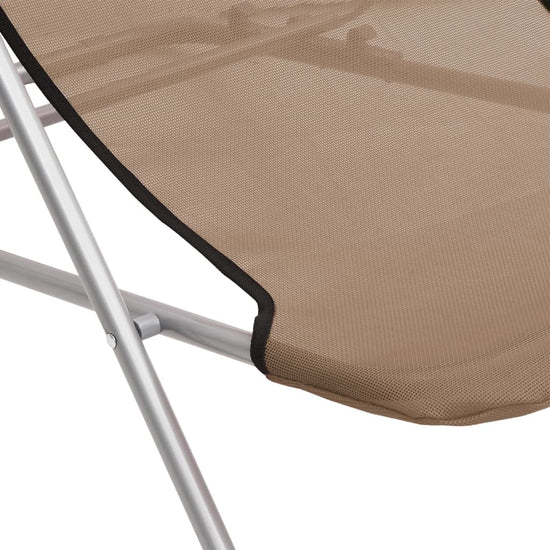 Strandstoelen 2 st textileen en gepoedercoat staal taupe MeubelReus