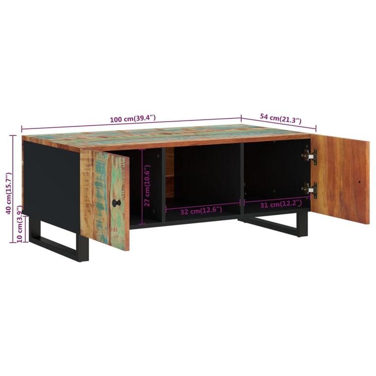 Salontafel 100x54x40 cm massief gerecycled hout en bewerkt hout