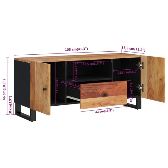 Tv-meubel 105x33,5x46 cm massief acaciahout en bewerkt hout MeubelReus