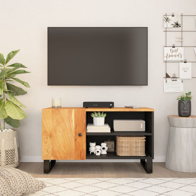 Tv-meubel 80x33x46 cm massief acaciahout en bewerkt hout MeubelReus