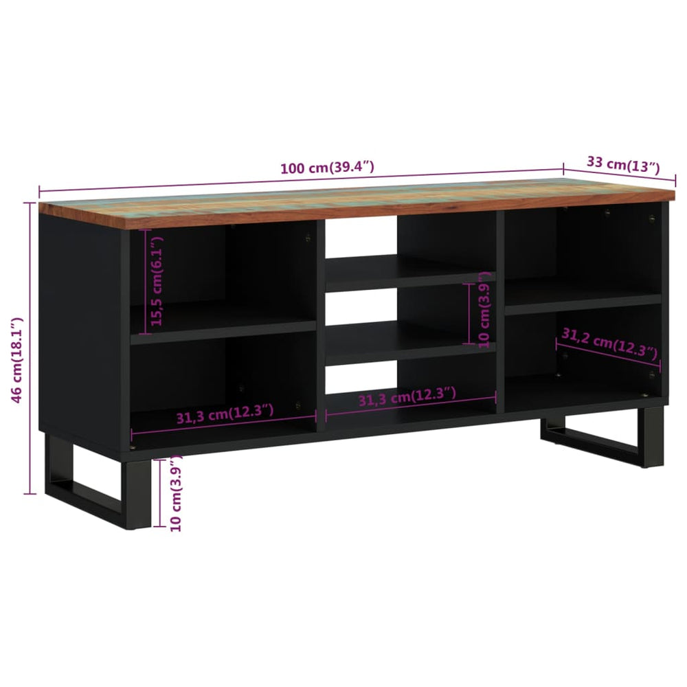 Tv-meubel 100x33x46 cm massief hout gerecycled en bewerkt hout MeubelReus