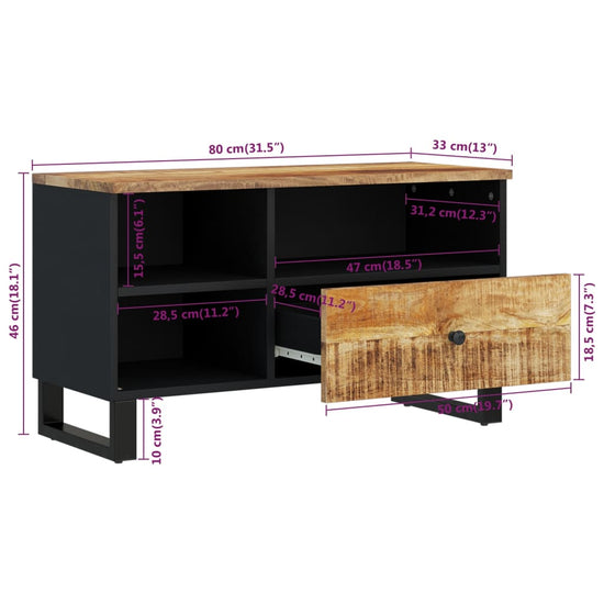 Tv-meubel 80x33x46 cm massief mangohout en bewerkt hout MeubelReus