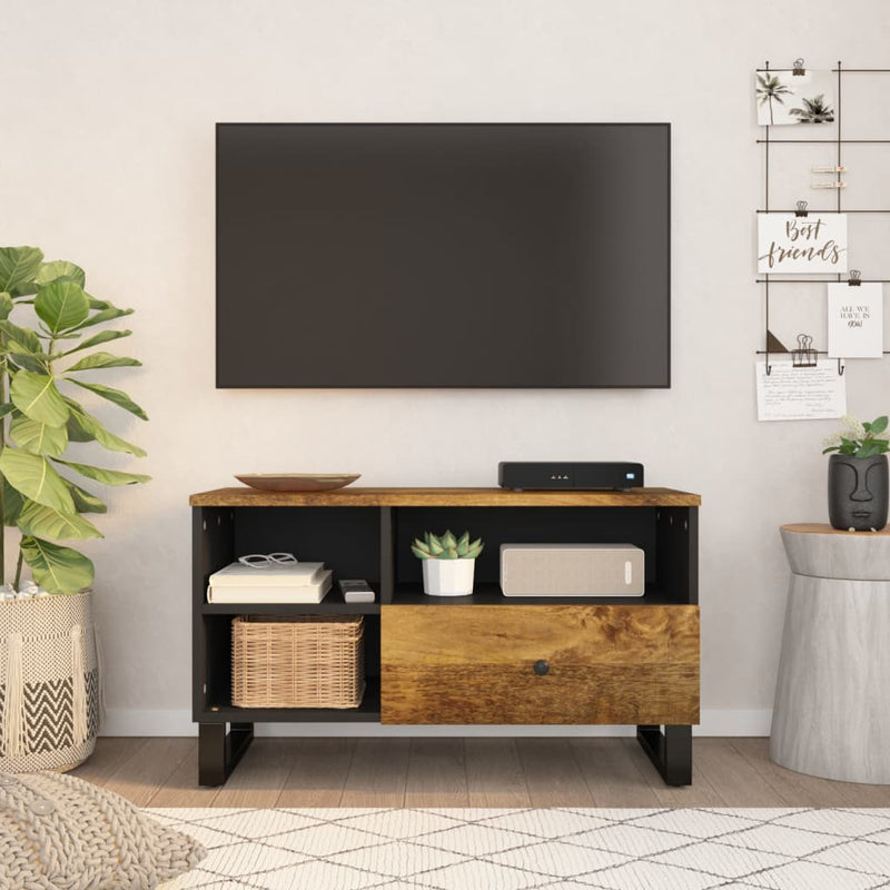 Tv-meubel 80x33x46 cm massief mangohout en bewerkt hout MeubelReus