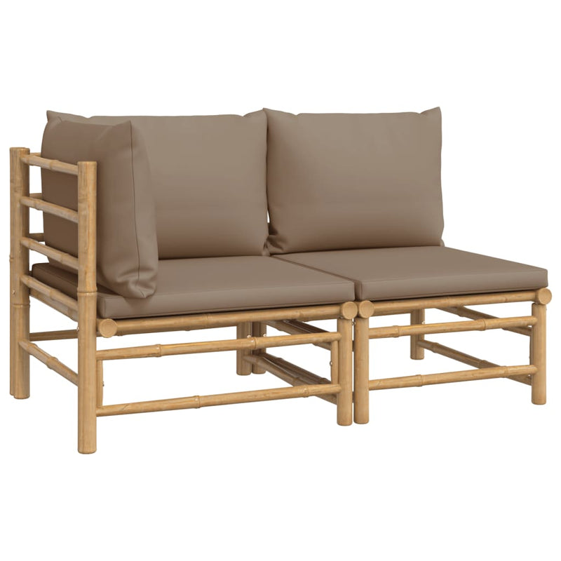 2-delige Loungeset met kussens bamboe taupe MeubelReus