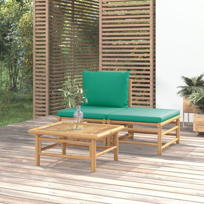 3-delige Loungeset met kussens bamboe groen MeubelReus