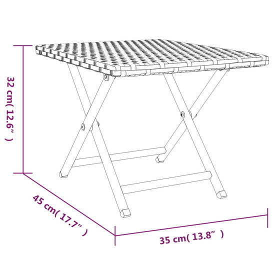 Tafel inklapbaar 45x35x32 cm poly rattan grijs MeubelReus