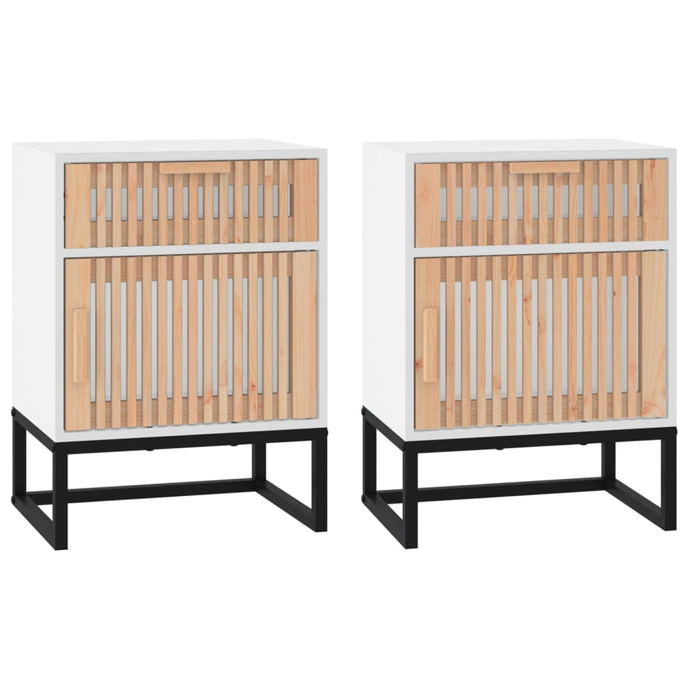 Nachtkastjes 2 st 40x30x55,5 cm bewerkt hout en ijzer wit MeubelReus