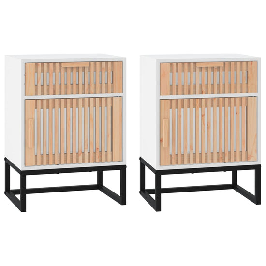 Nachtkastjes 2 st 40x30x55,5 cm bewerkt hout en ijzer wit MeubelReus