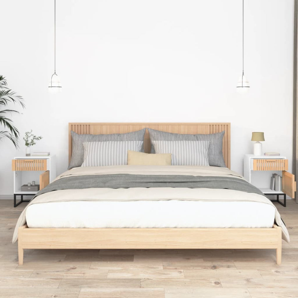 Nachtkastjes 2 st 40x30x55,5 cm bewerkt hout en ijzer wit MeubelReus
