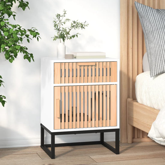 Nachtkastjes 2 st 40x30x55,5 cm bewerkt hout en ijzer wit MeubelReus