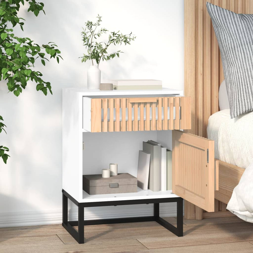 Nachtkastjes 2 st 40x30x55,5 cm bewerkt hout en ijzer wit MeubelReus
