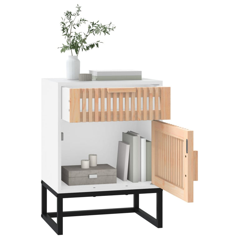 Nachtkastjes 2 st 40x30x55,5 cm bewerkt hout en ijzer wit MeubelReus