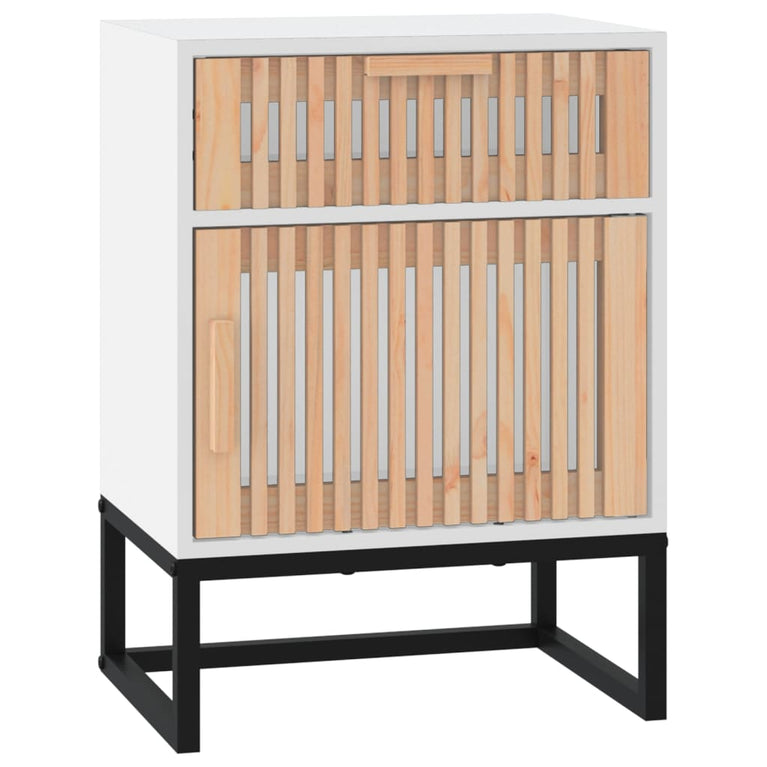 Nachtkastjes 2 st 40x30x55,5 cm bewerkt hout en ijzer wit MeubelReus